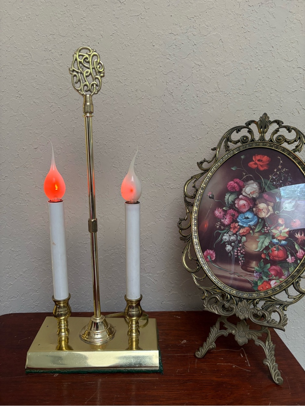 Vintage French Style Two-Candle Brass Bouillotte Lamp
